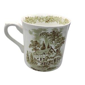 J&G Meakin Romantic England Coffee Tea Mug Green Transferware Vintage England